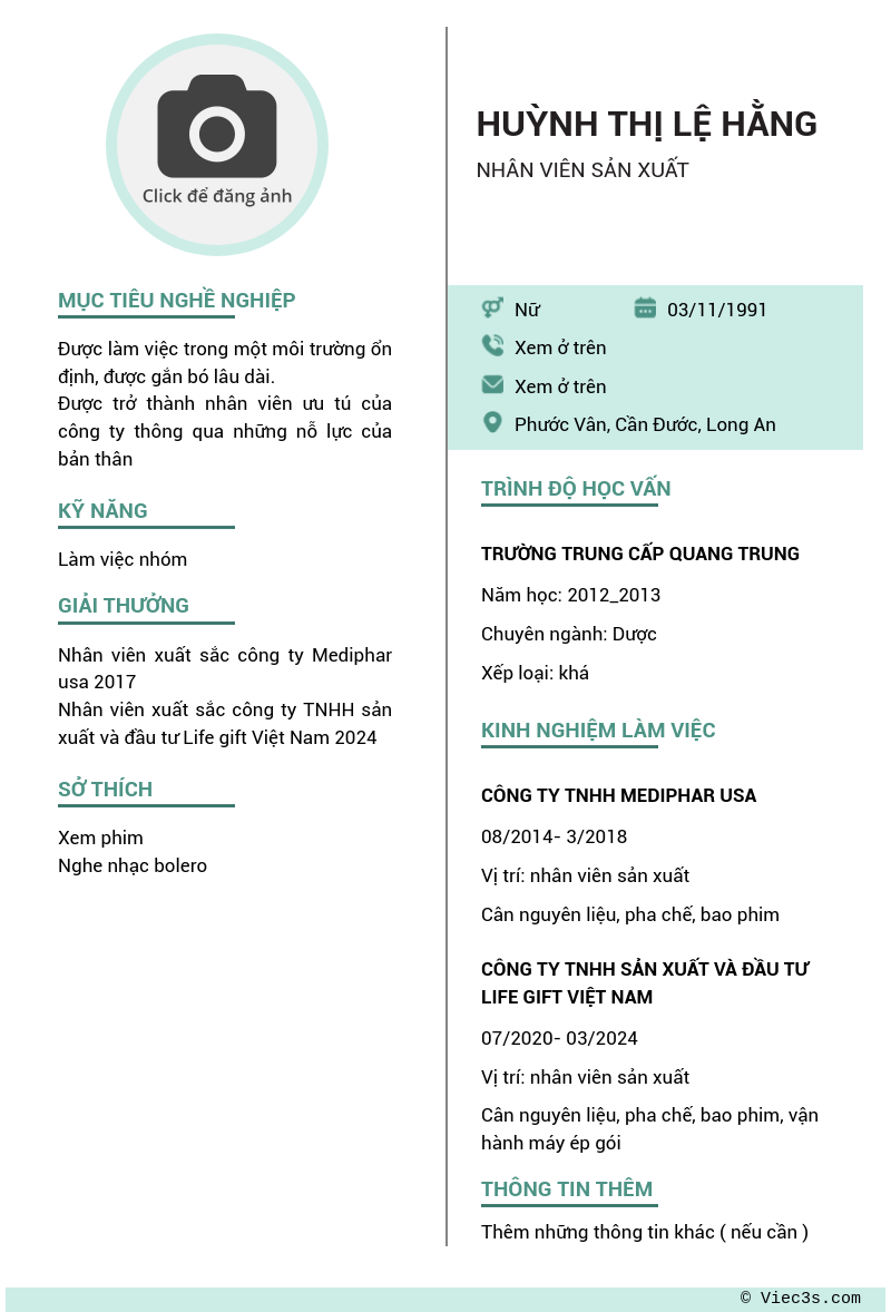 CV ứng viên