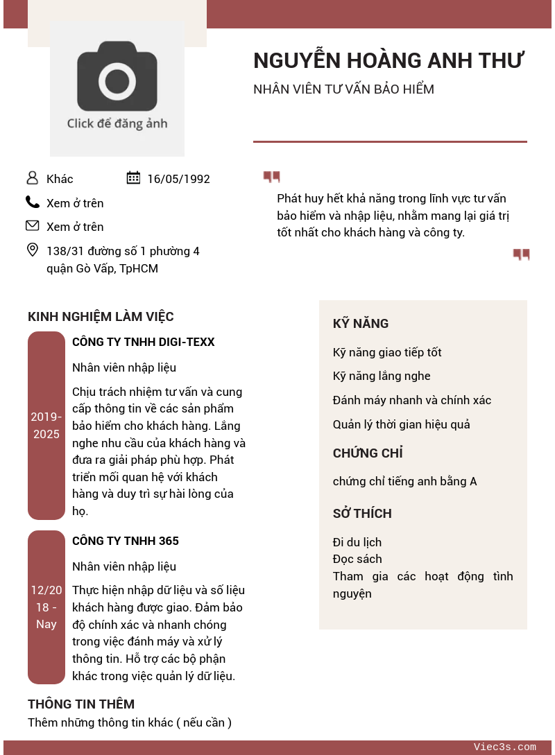 CV ứng viên