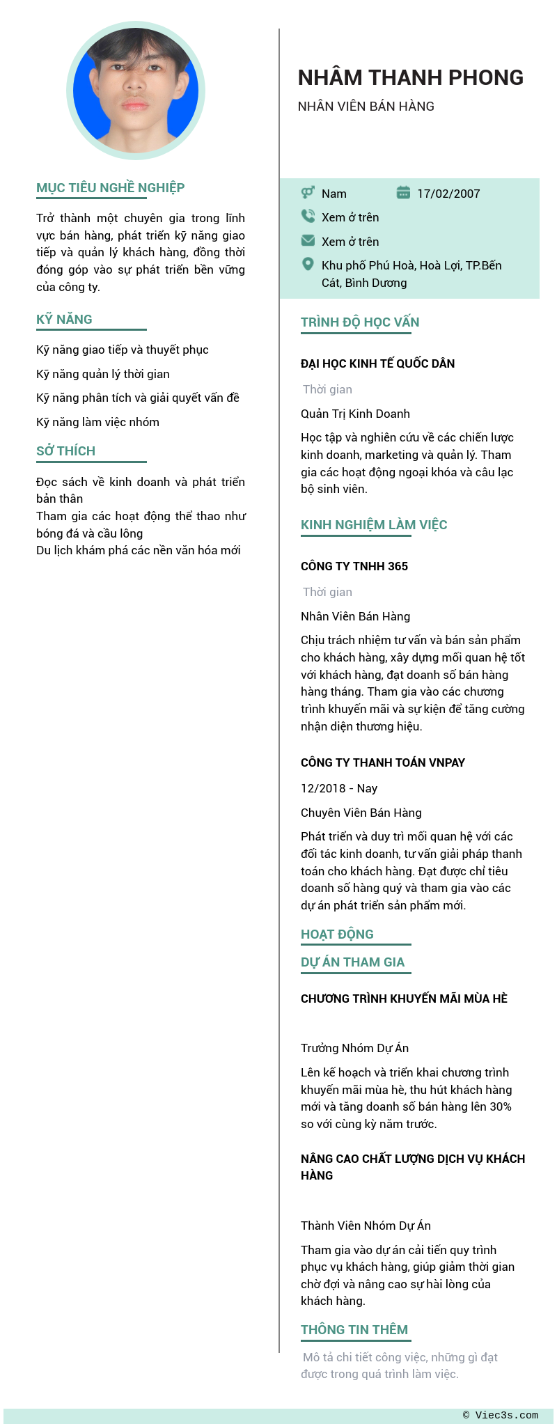 CV ứng viên