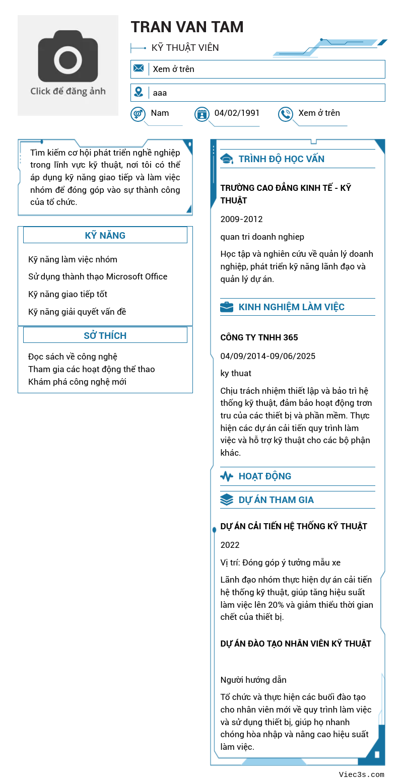 CV ứng viên