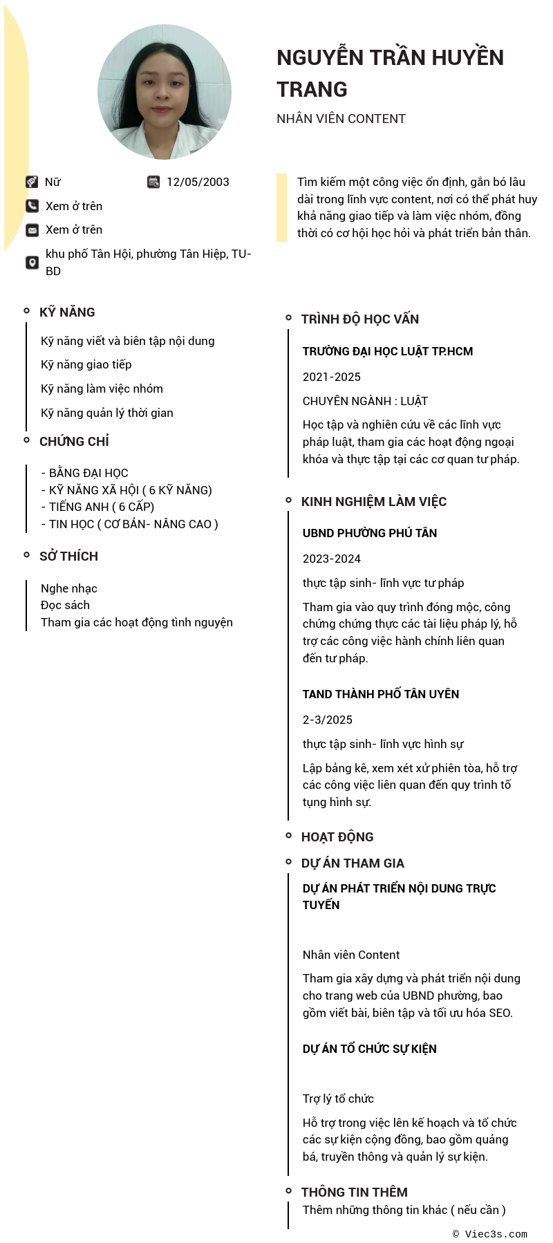 CV ứng viên