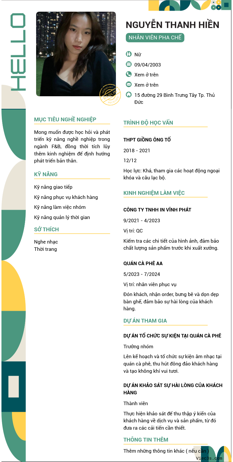 CV ứng viên