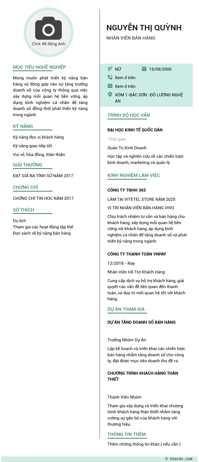 CV ứng viên