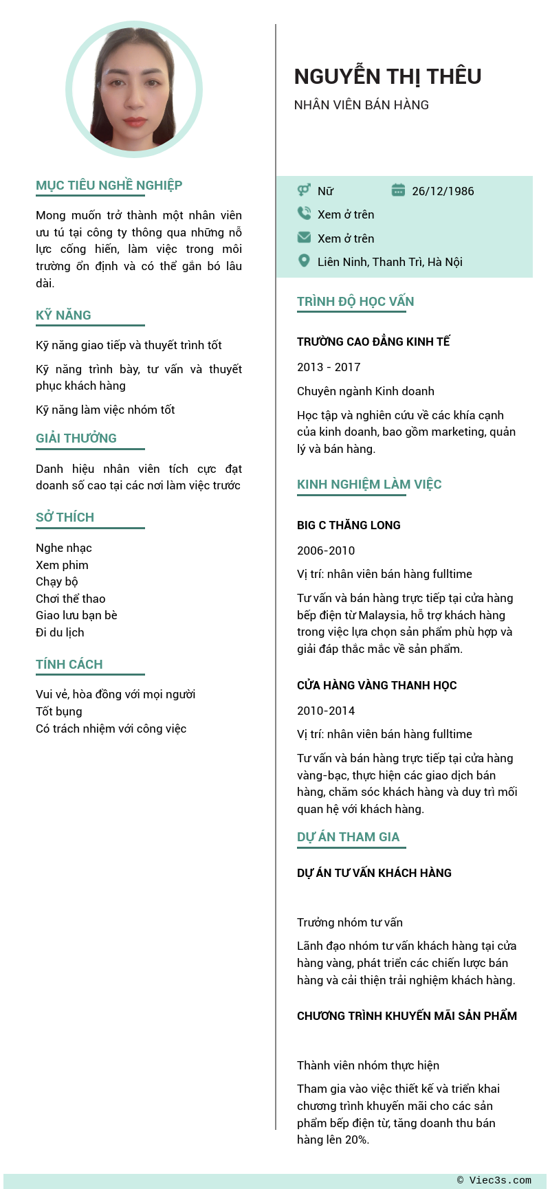 CV ứng viên