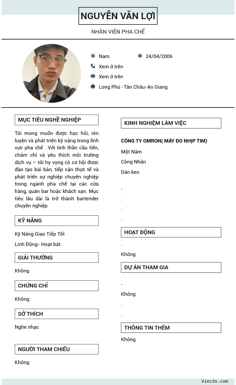 CV ứng viên