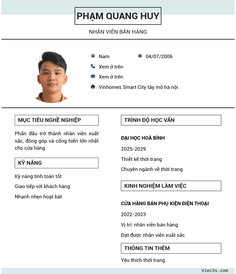 CV ứng viên