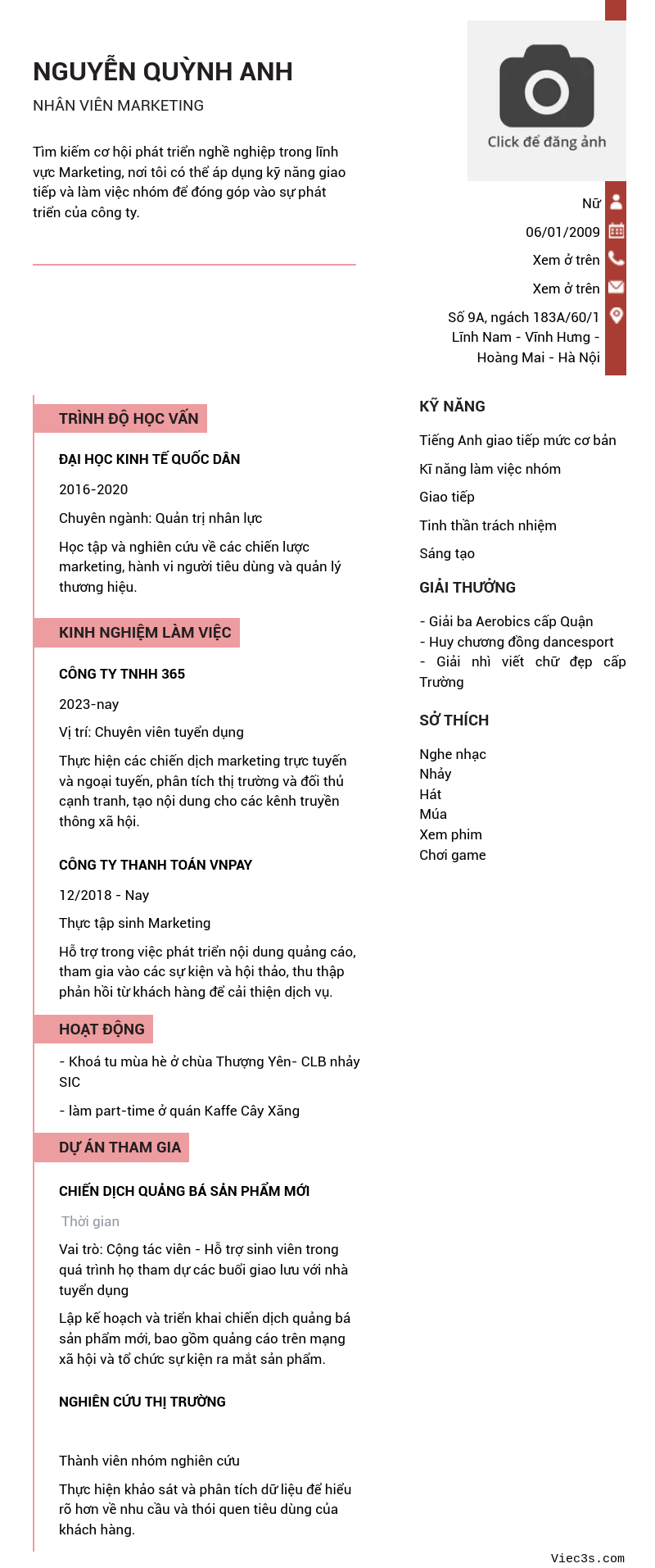 CV ứng viên