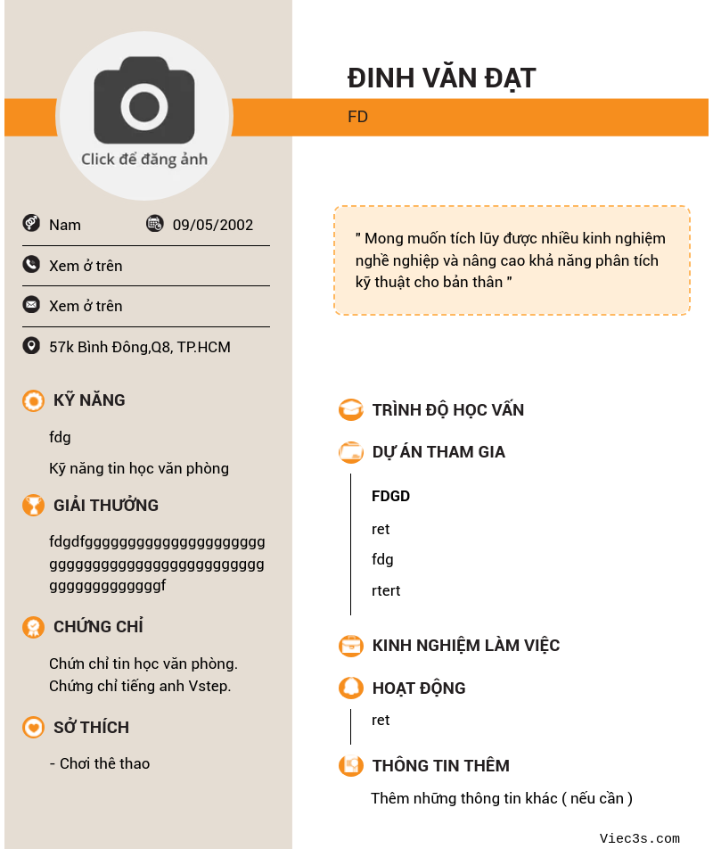 CV ứng viên