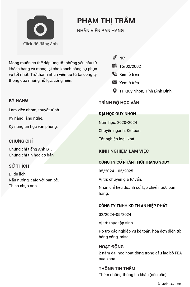 CV ứng viên