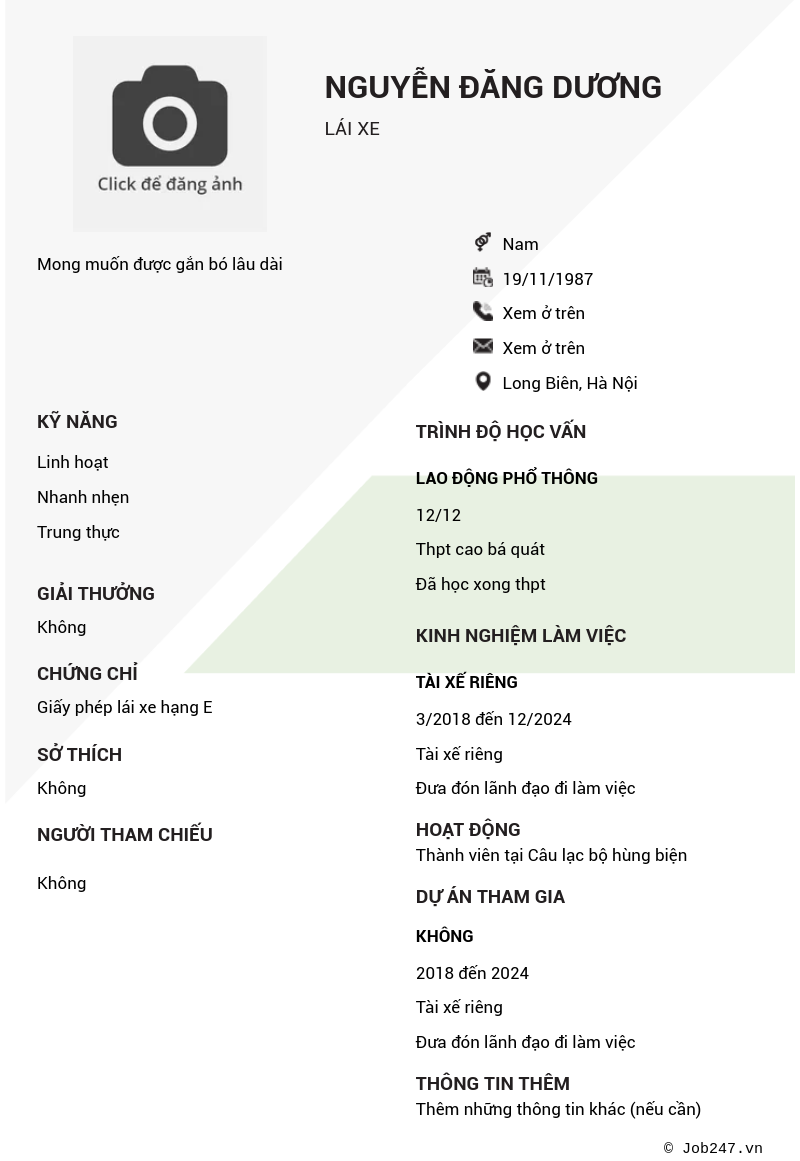 CV ứng viên