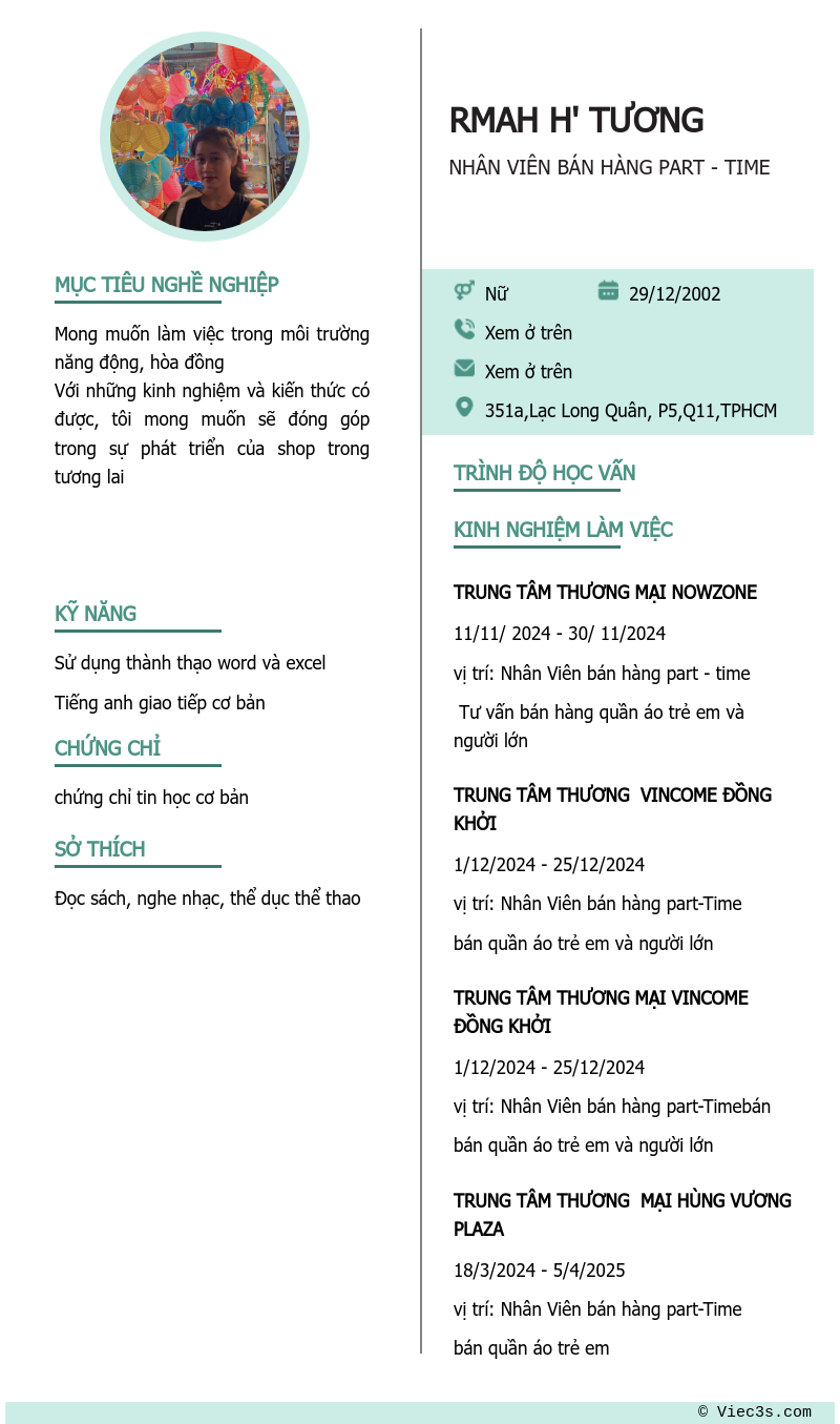 CV ứng viên