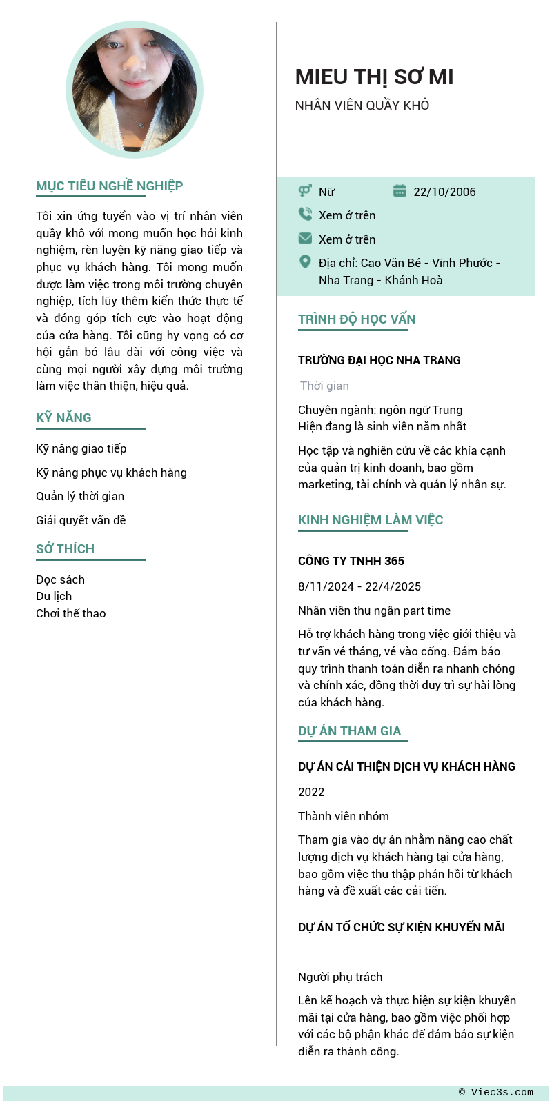 CV ứng viên