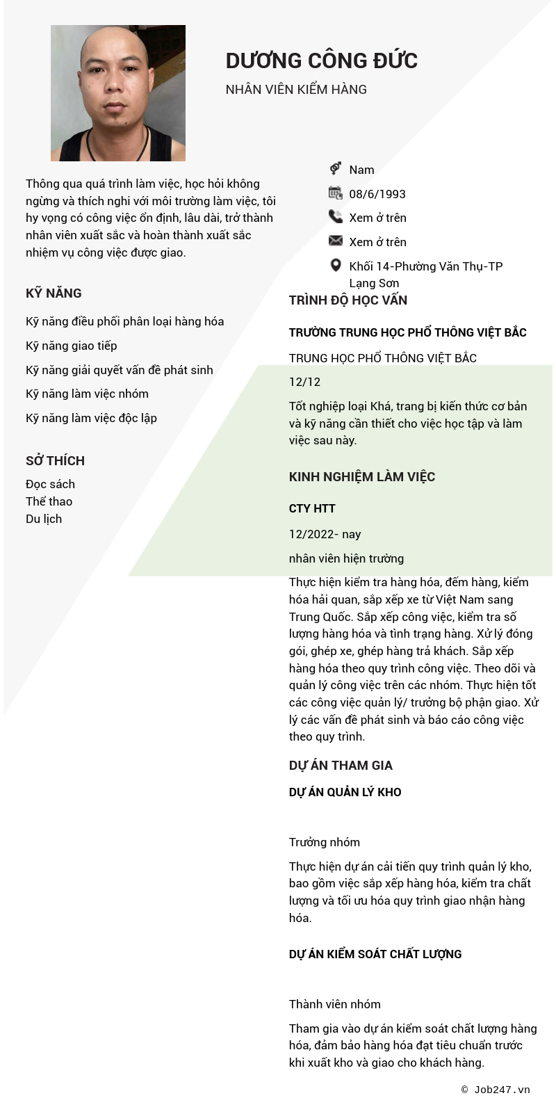 CV ứng viên