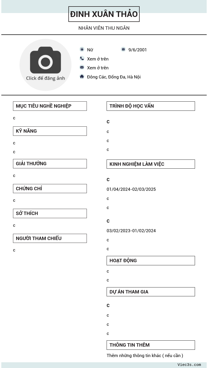 CV ứng viên