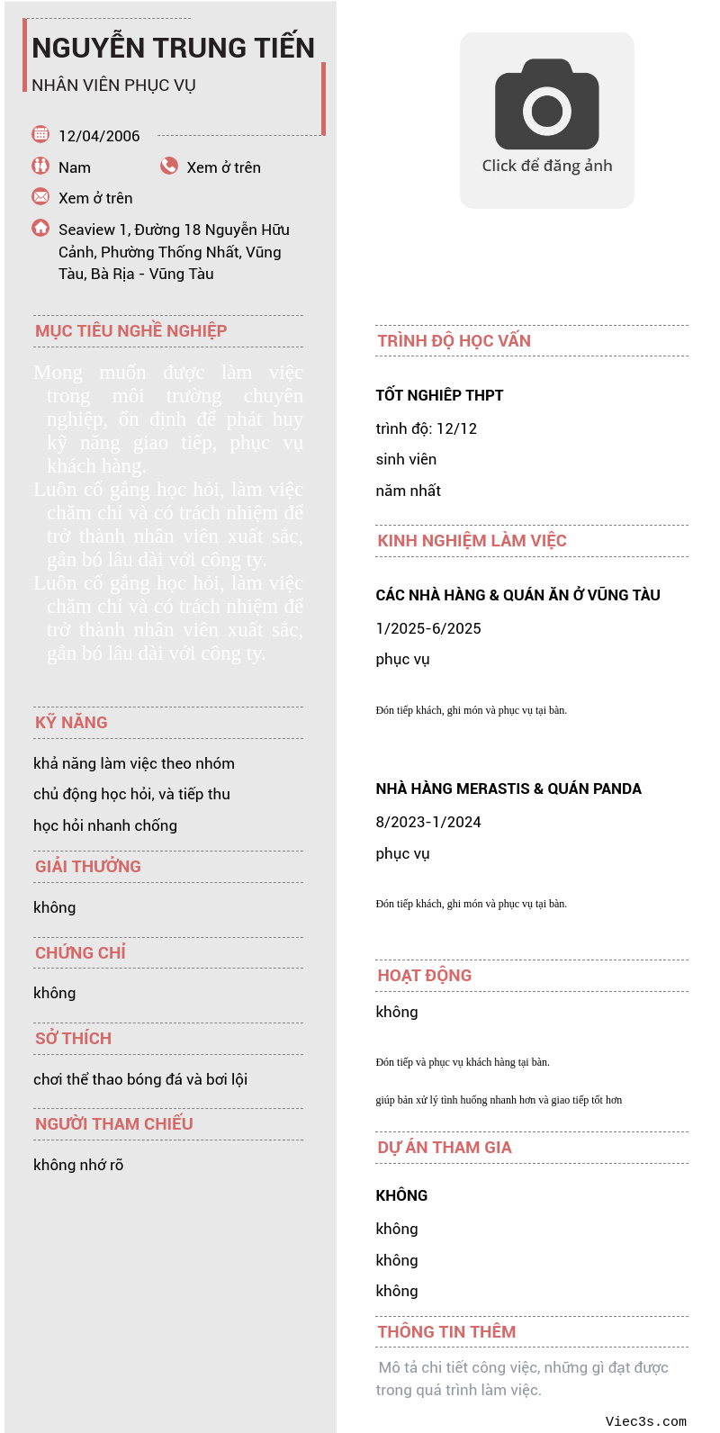CV ứng viên