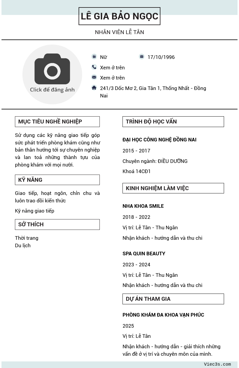 CV ứng viên