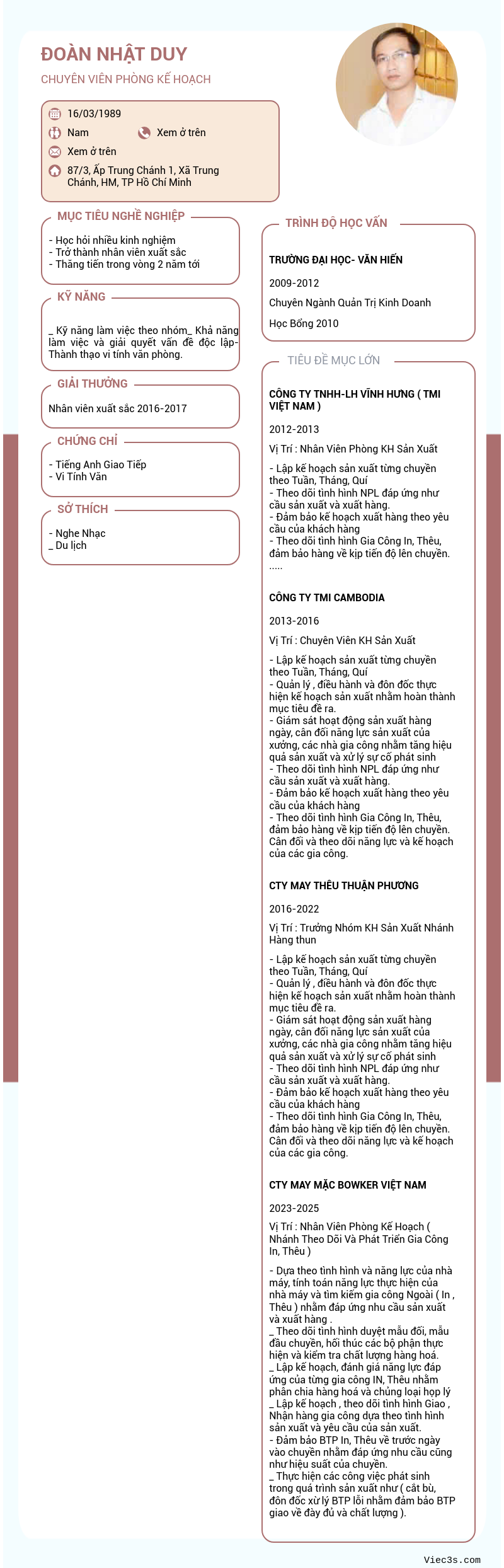 CV ứng viên