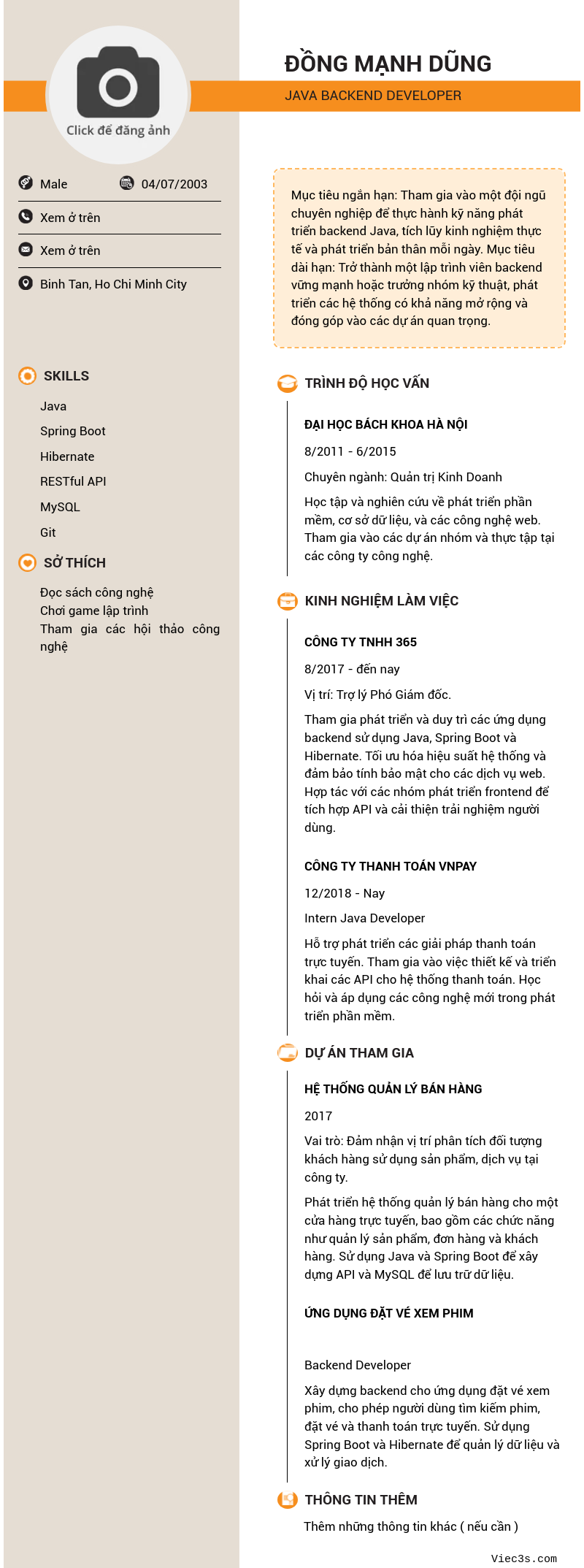 CV ứng viên