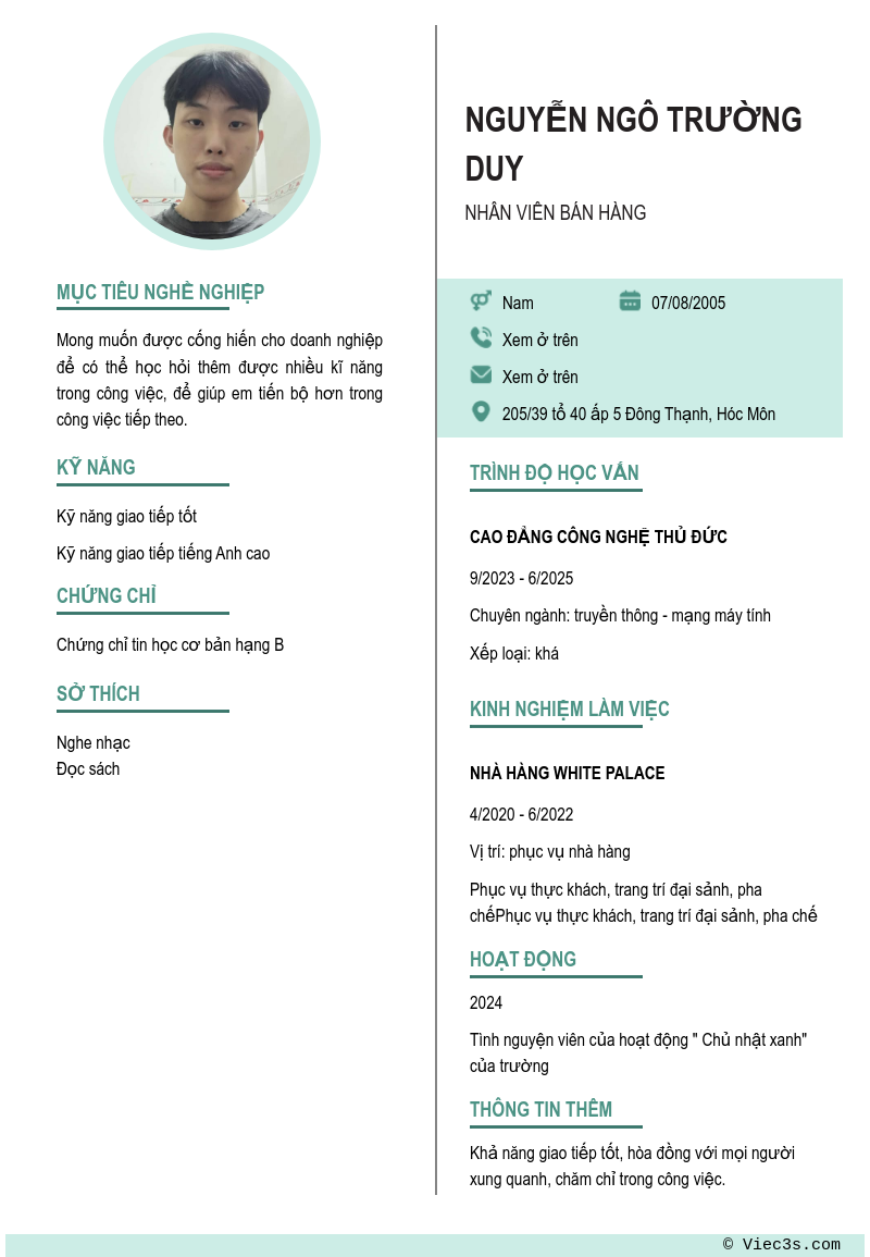 CV ứng viên