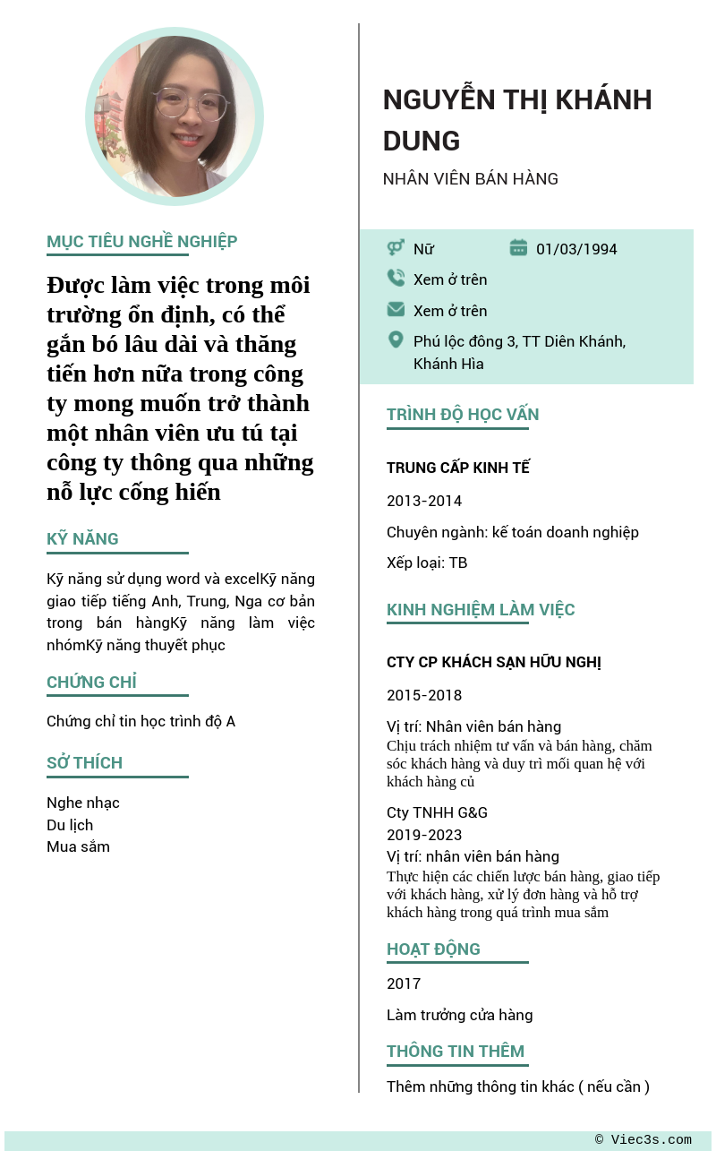 CV ứng viên