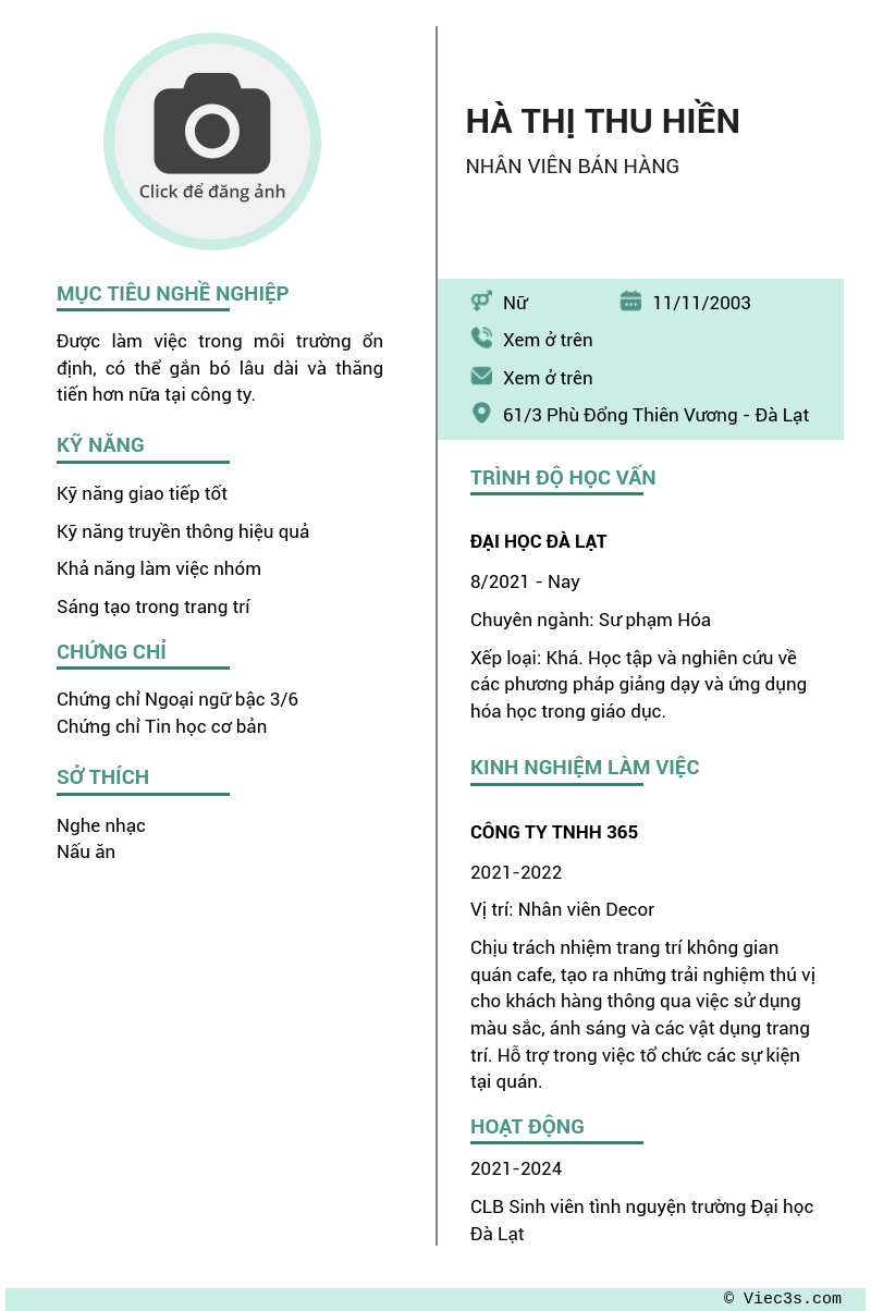 CV ứng viên