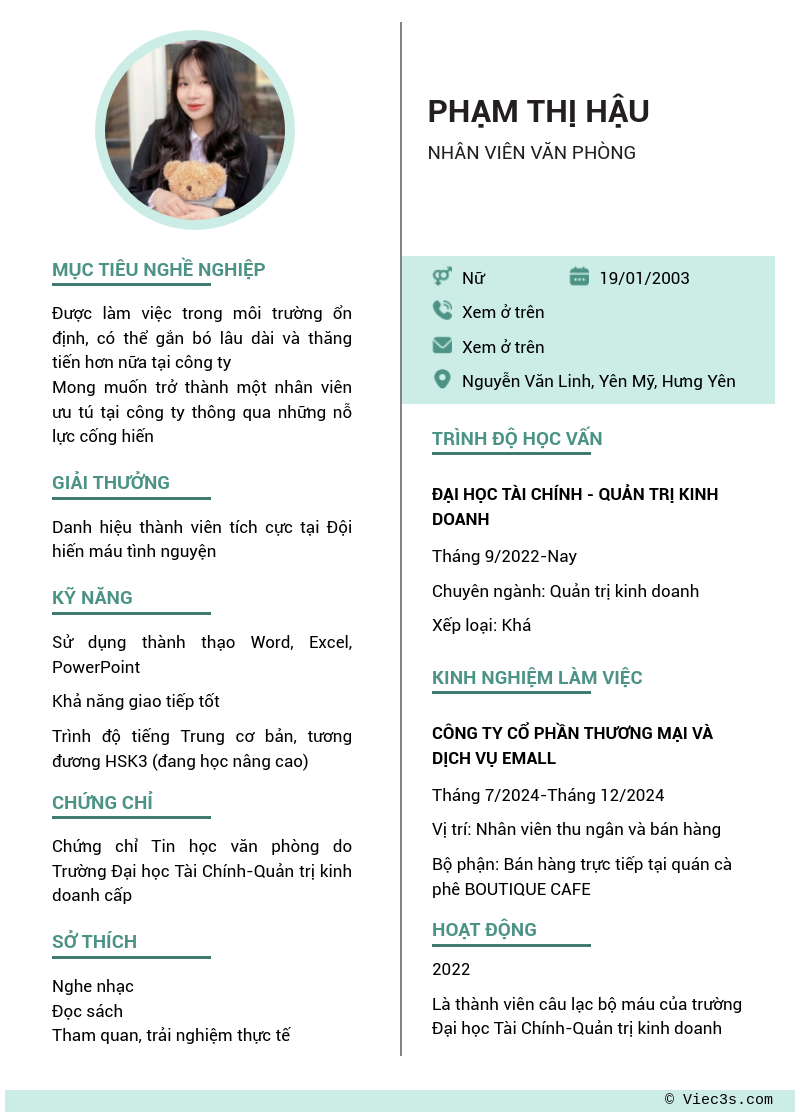 CV ứng viên