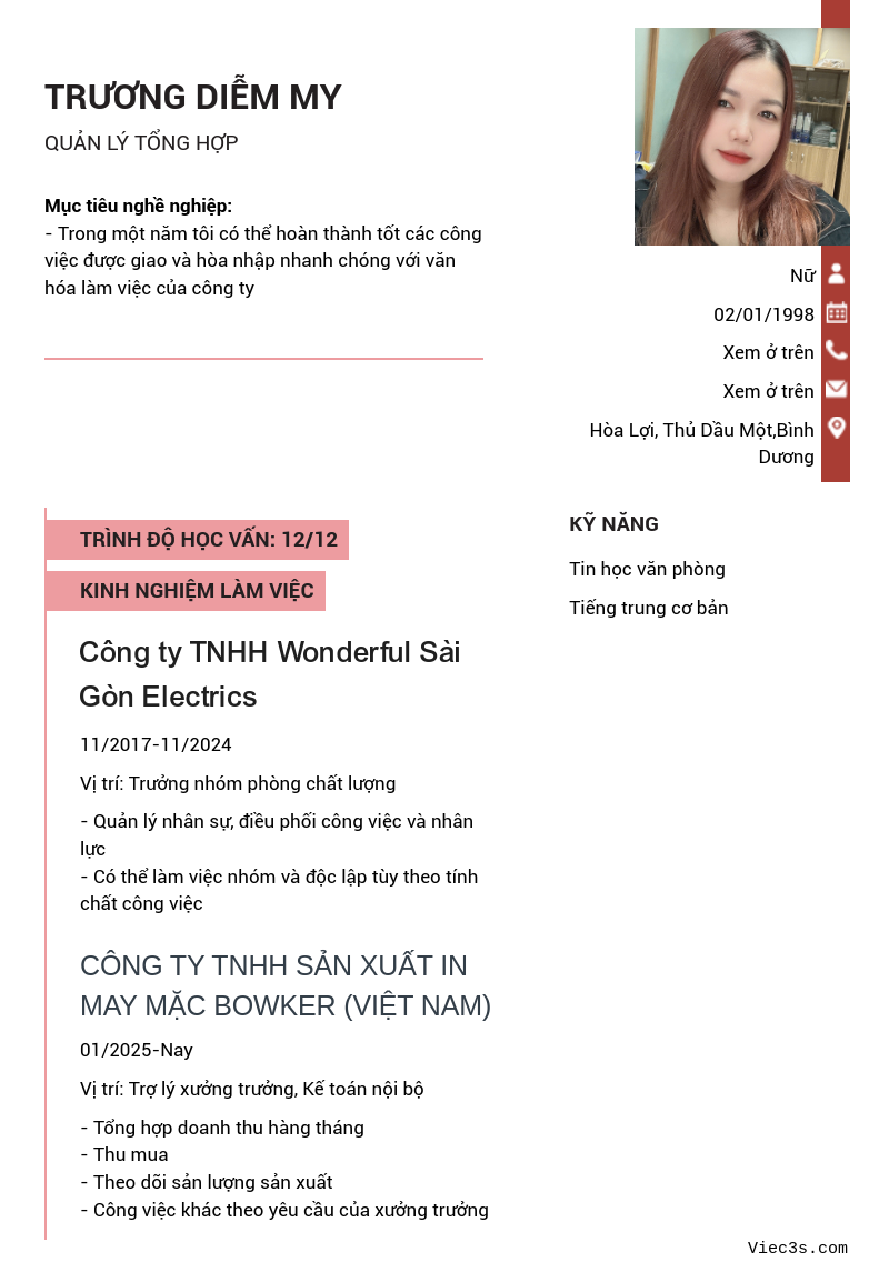 CV ứng viên