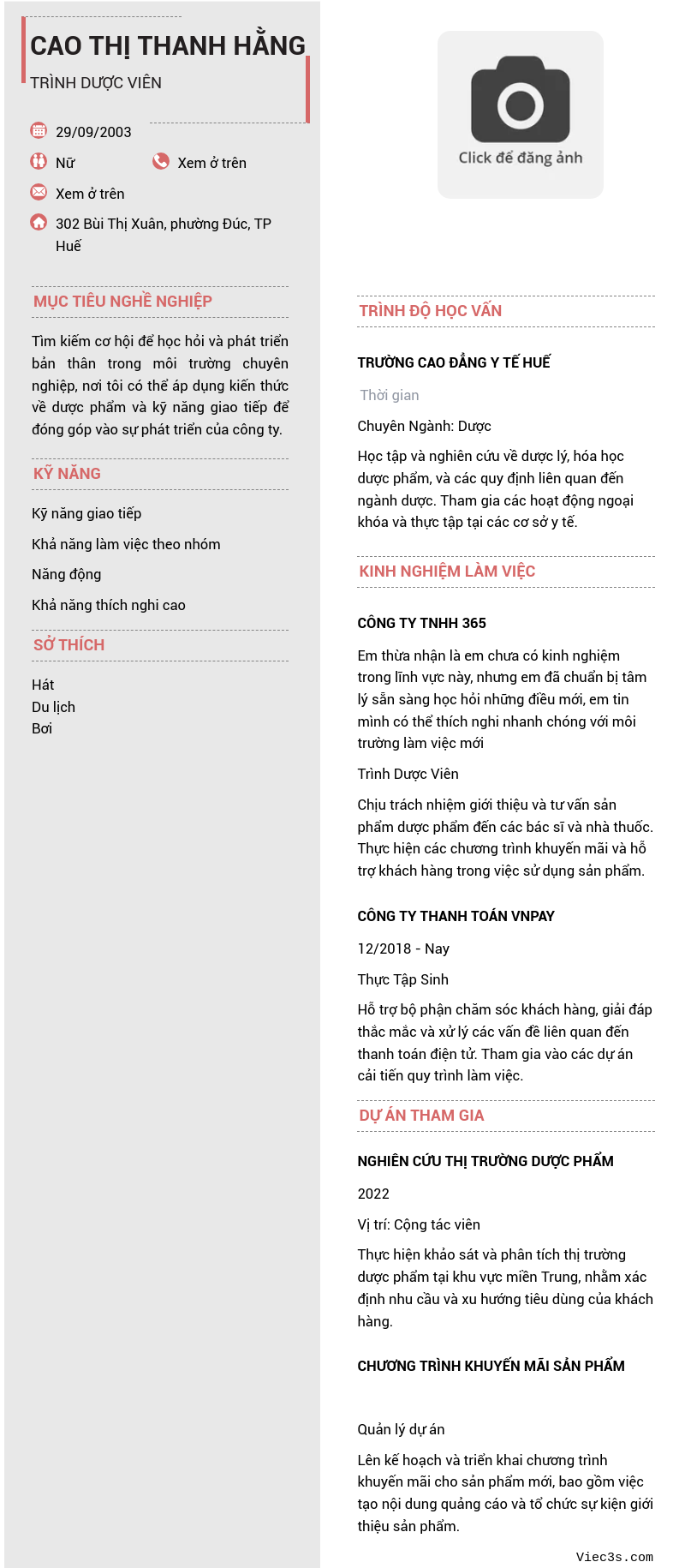 CV ứng viên