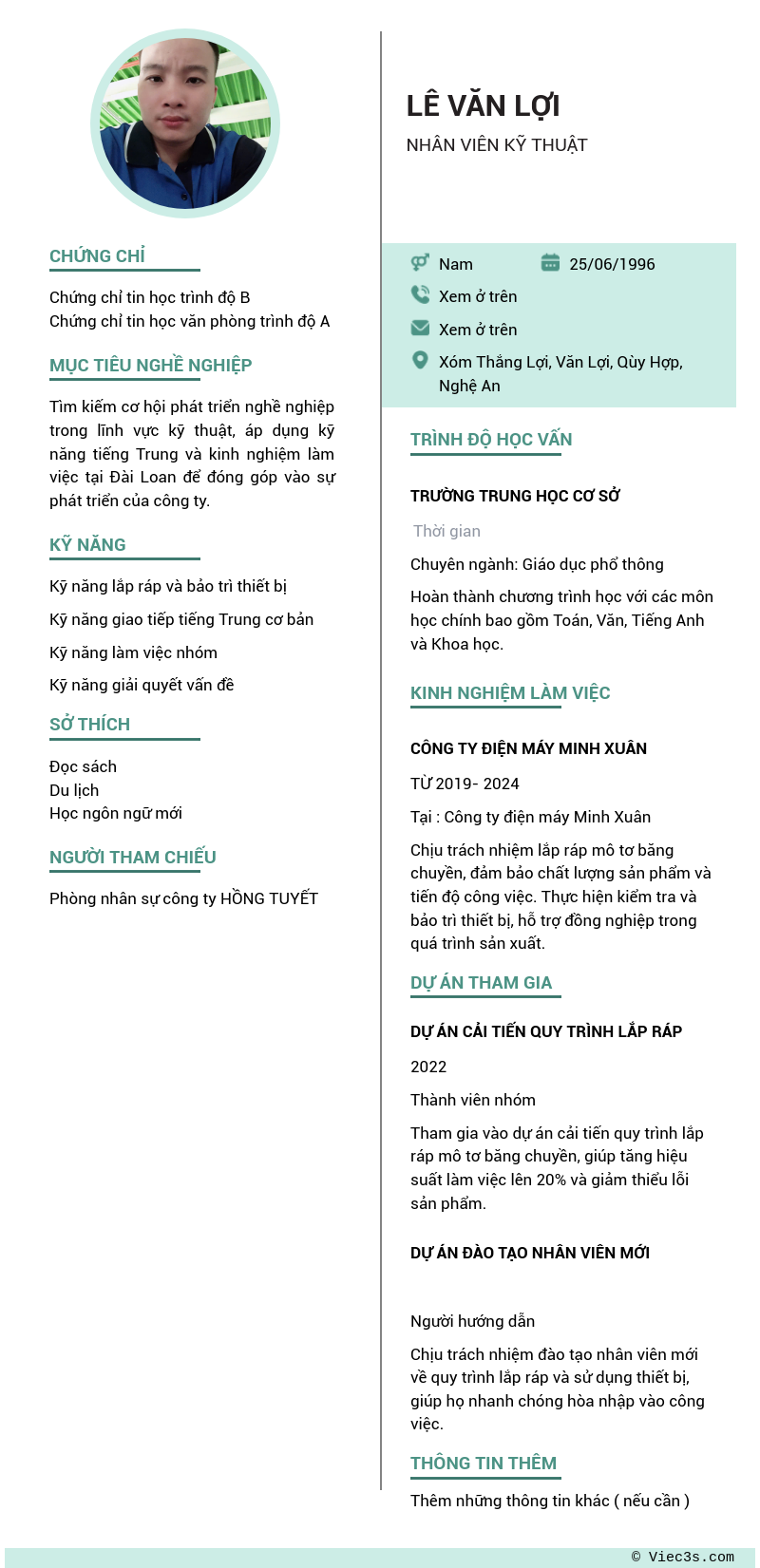 CV ứng viên