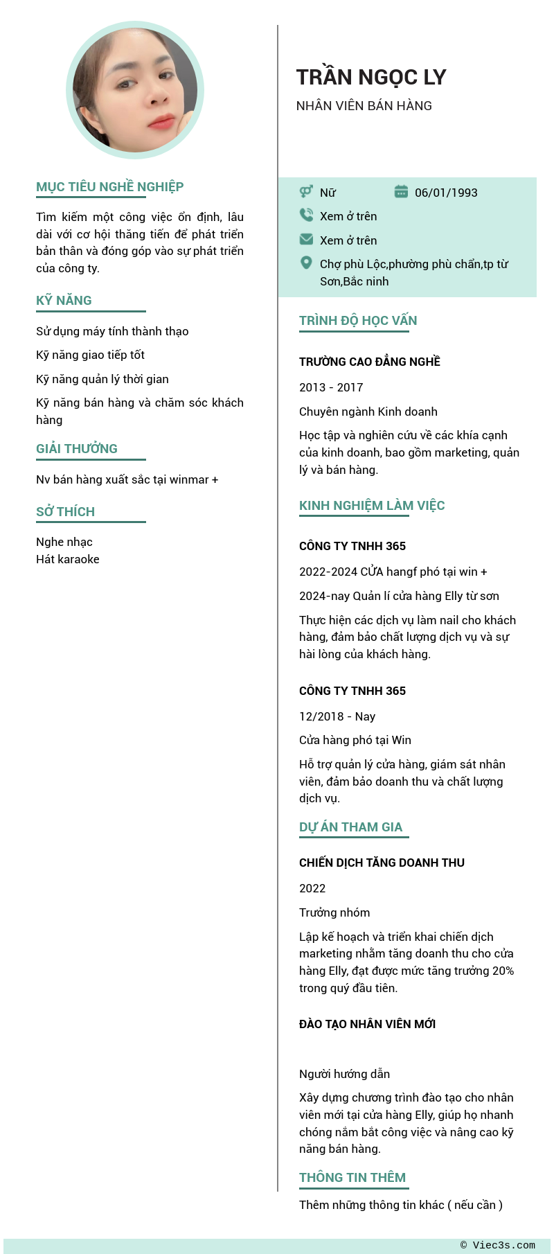 CV ứng viên