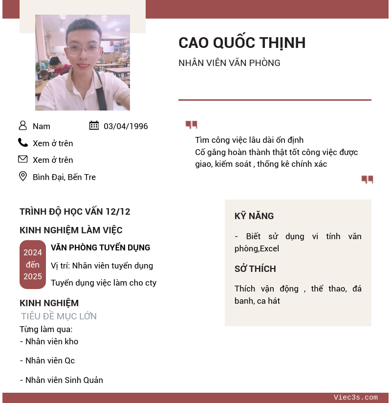 CV ứng viên