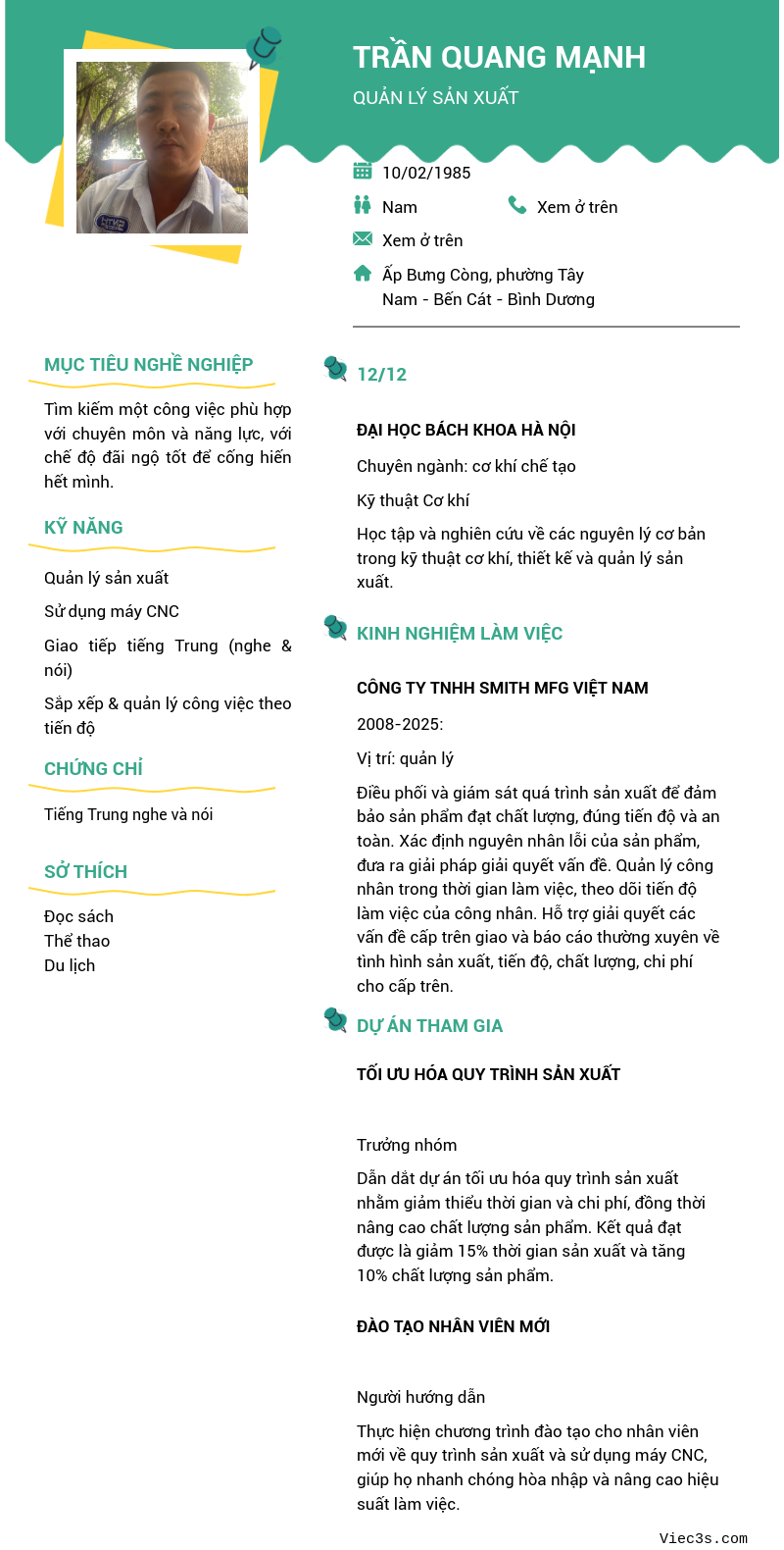 CV ứng viên