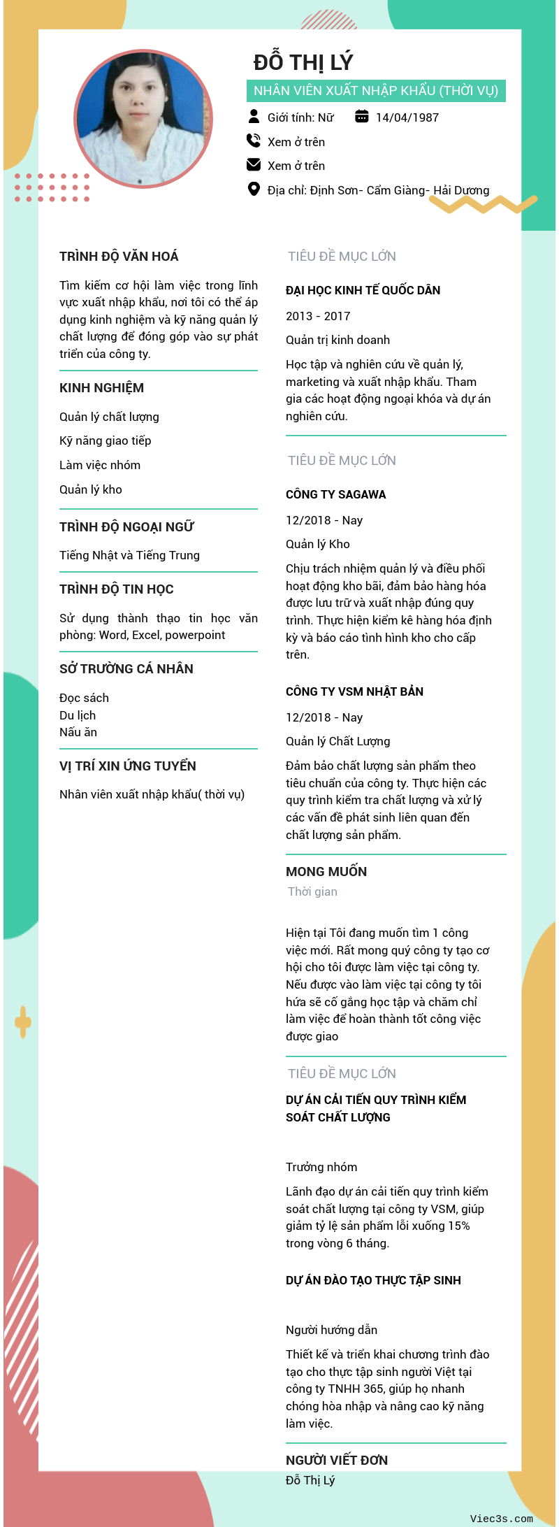 CV ứng viên