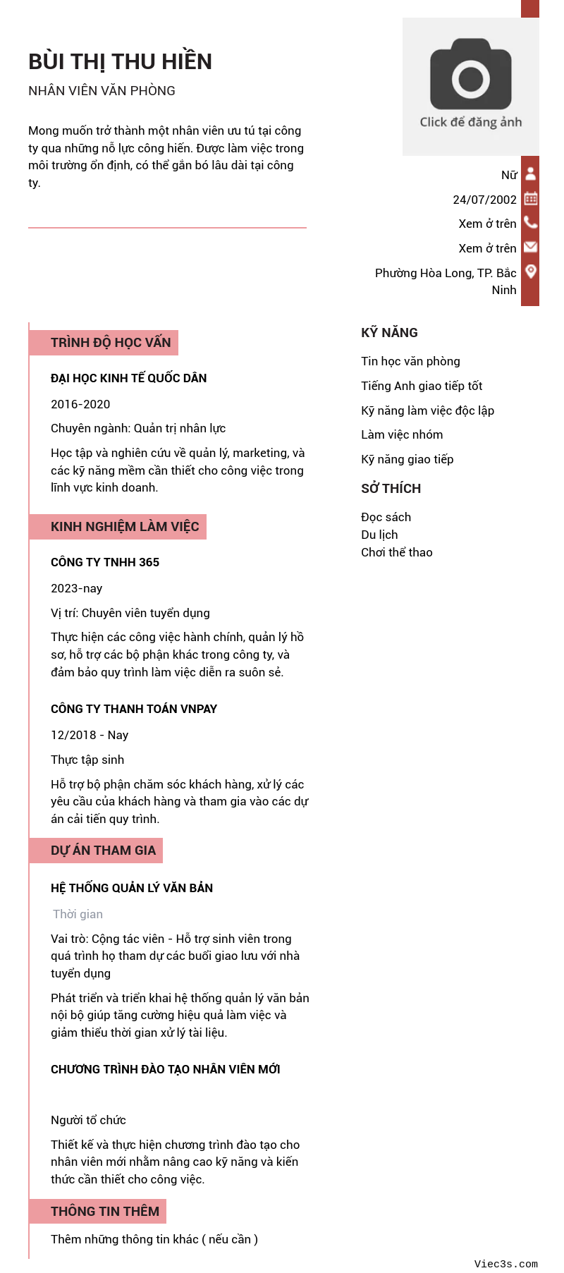 CV ứng viên