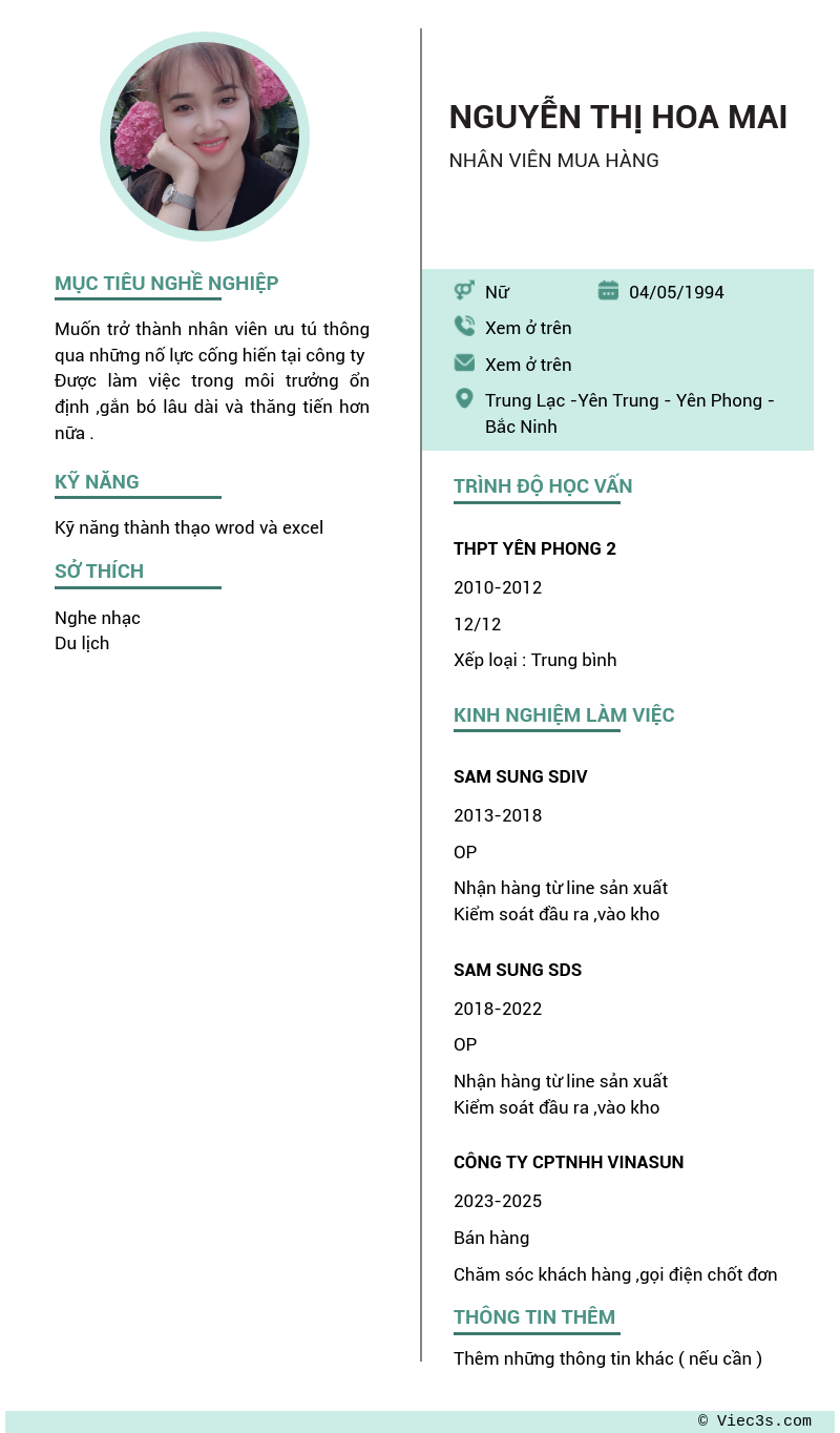 CV ứng viên