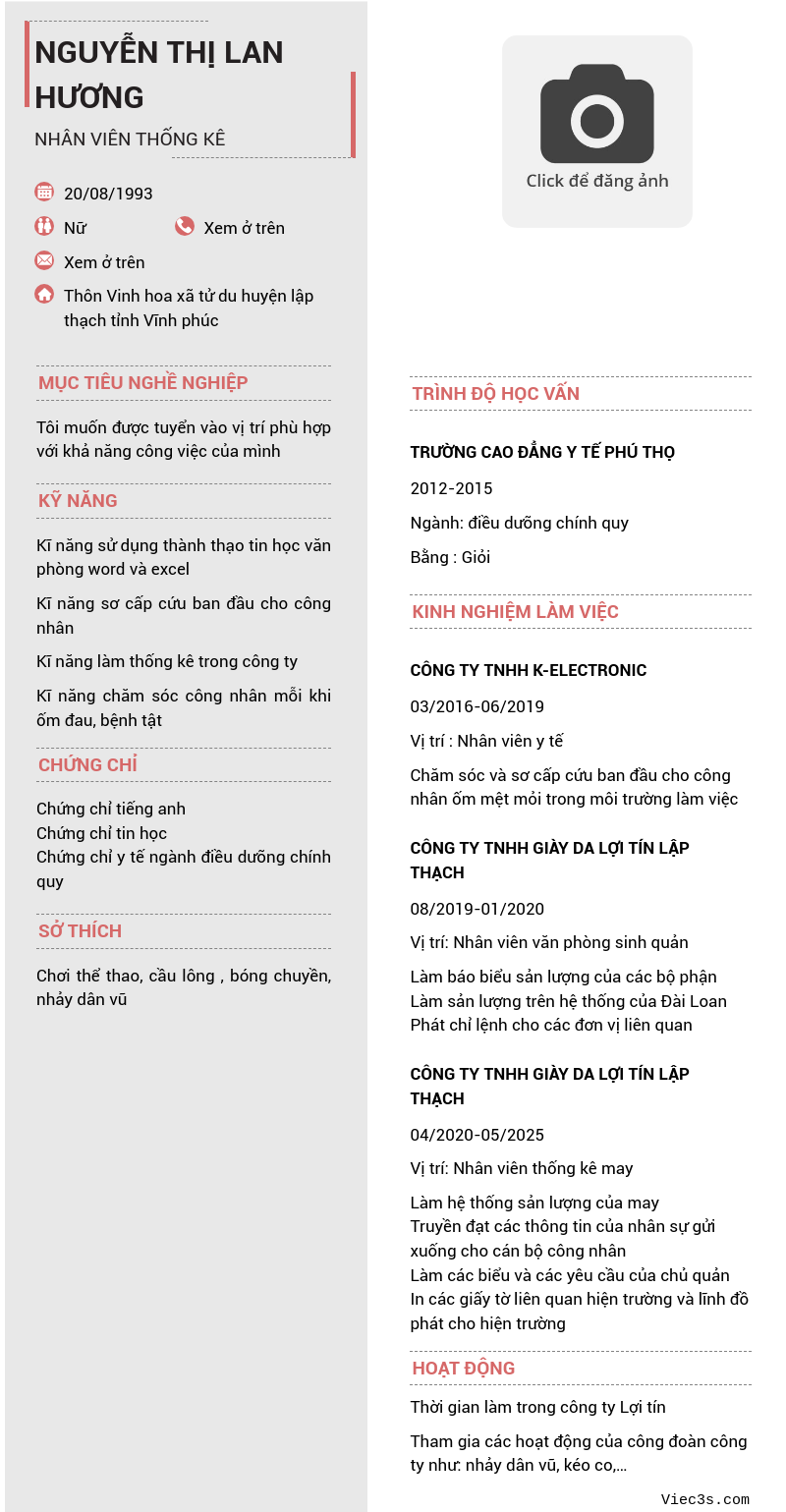 CV ứng viên