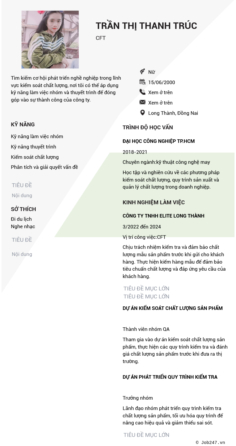 CV ứng viên