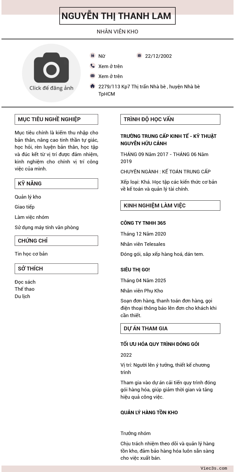 CV ứng viên