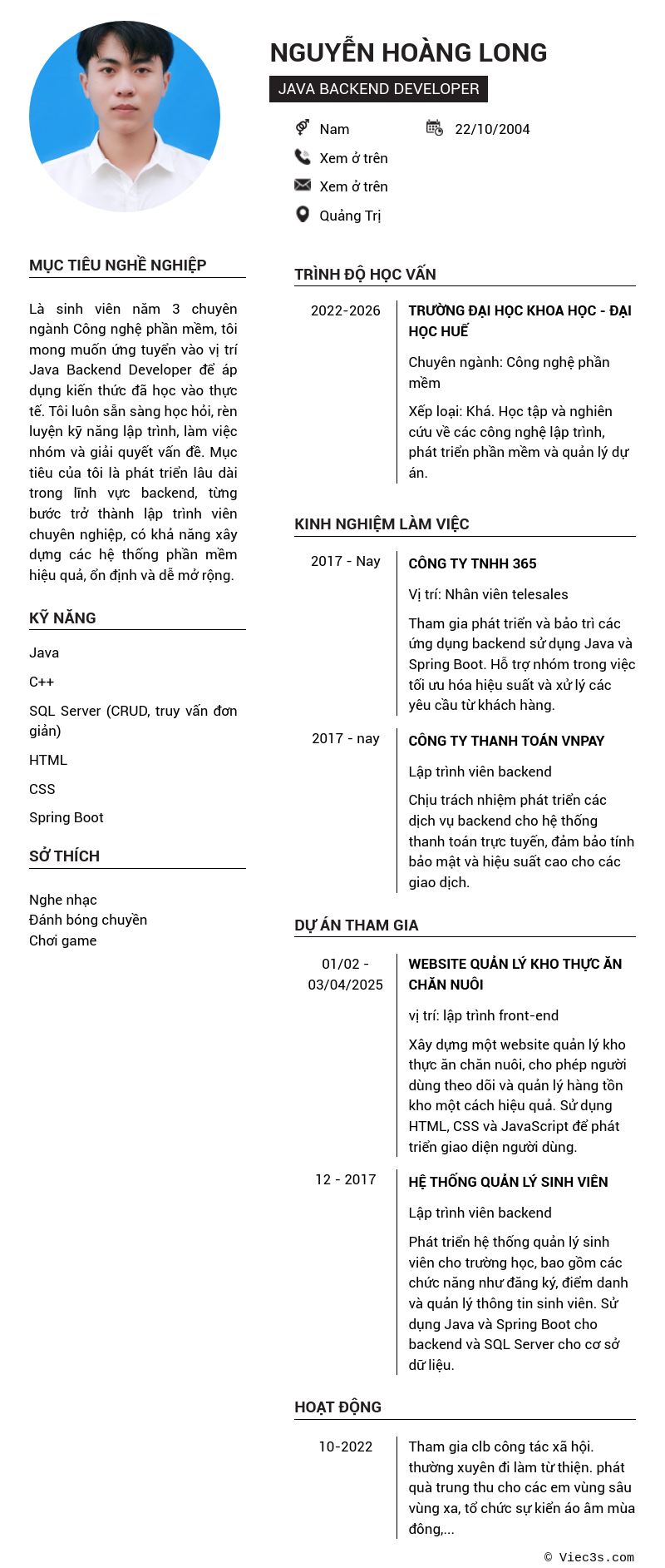 CV ứng viên