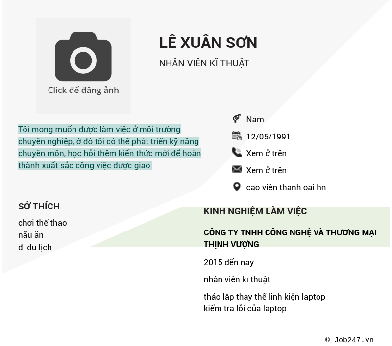 CV ứng viên