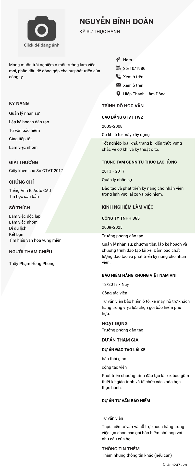CV ứng viên