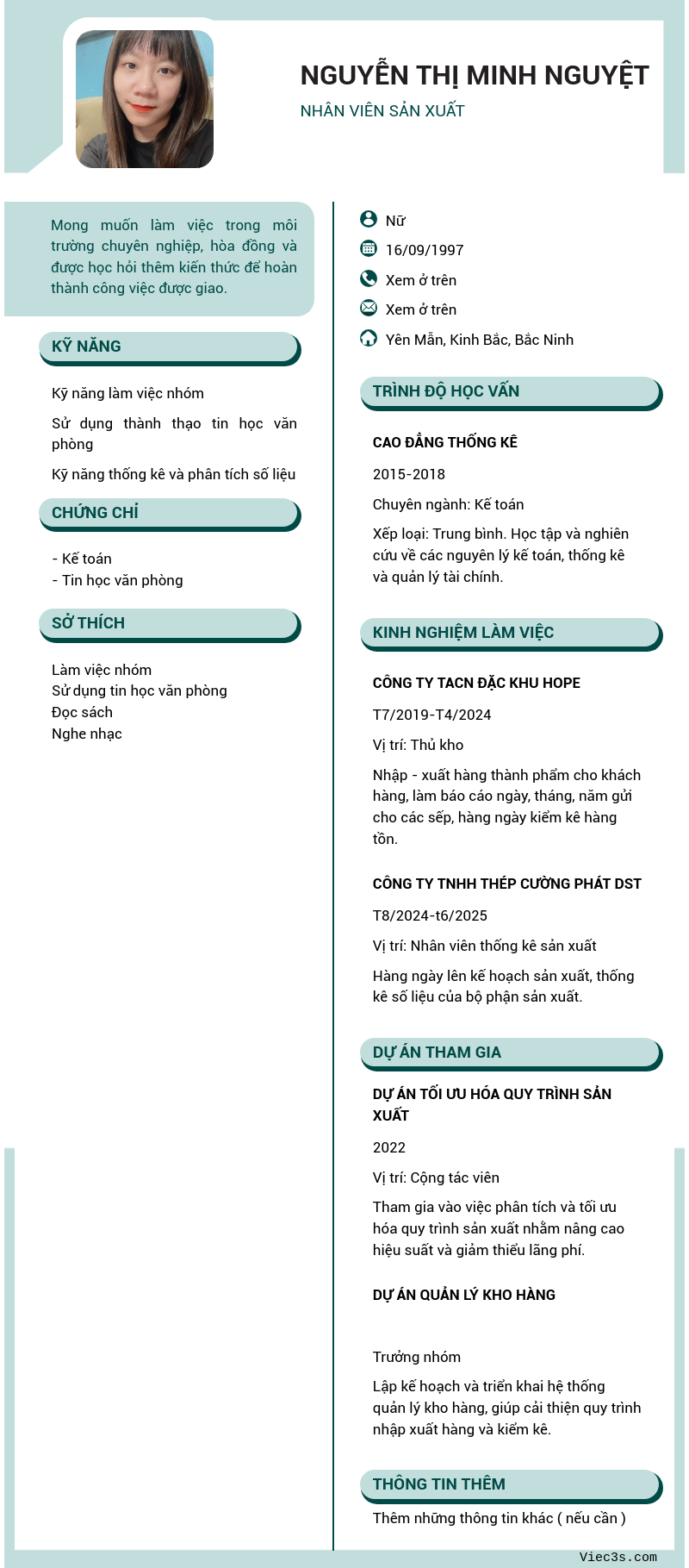 CV ứng viên