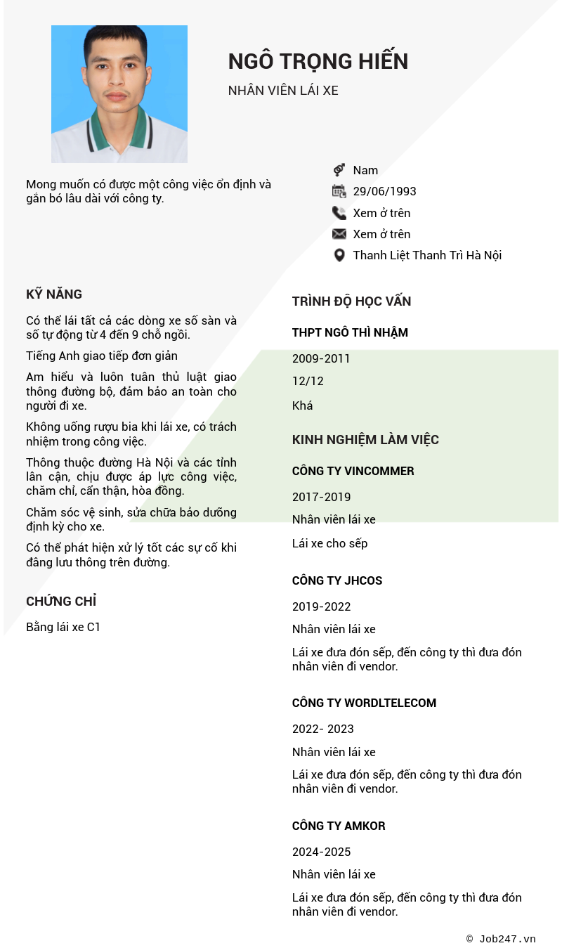 CV ứng viên