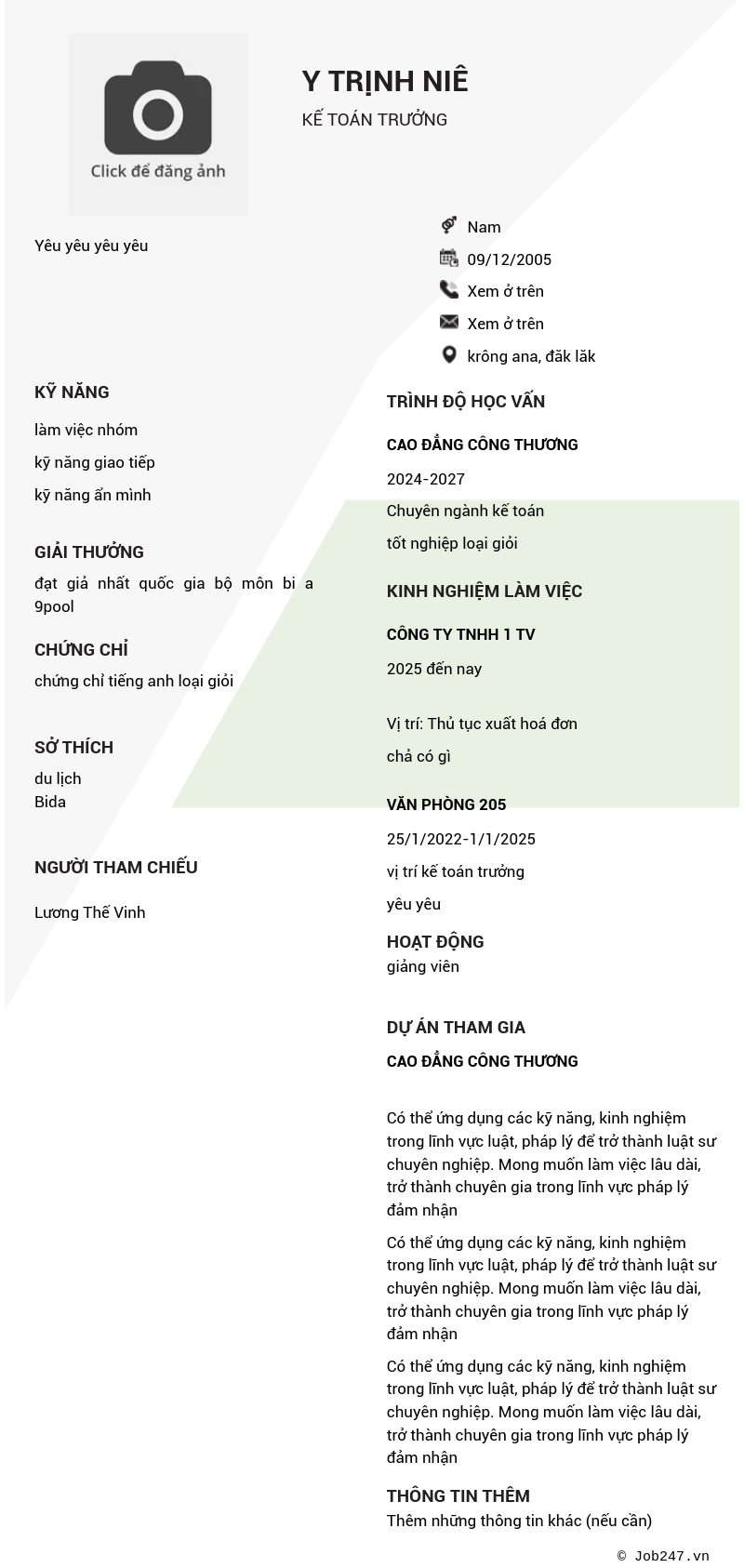 CV ứng viên