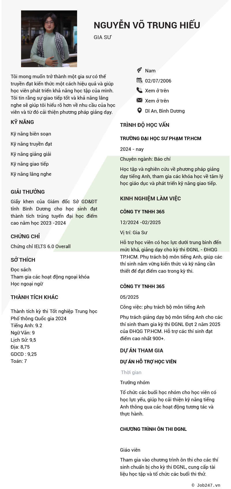 CV ứng viên