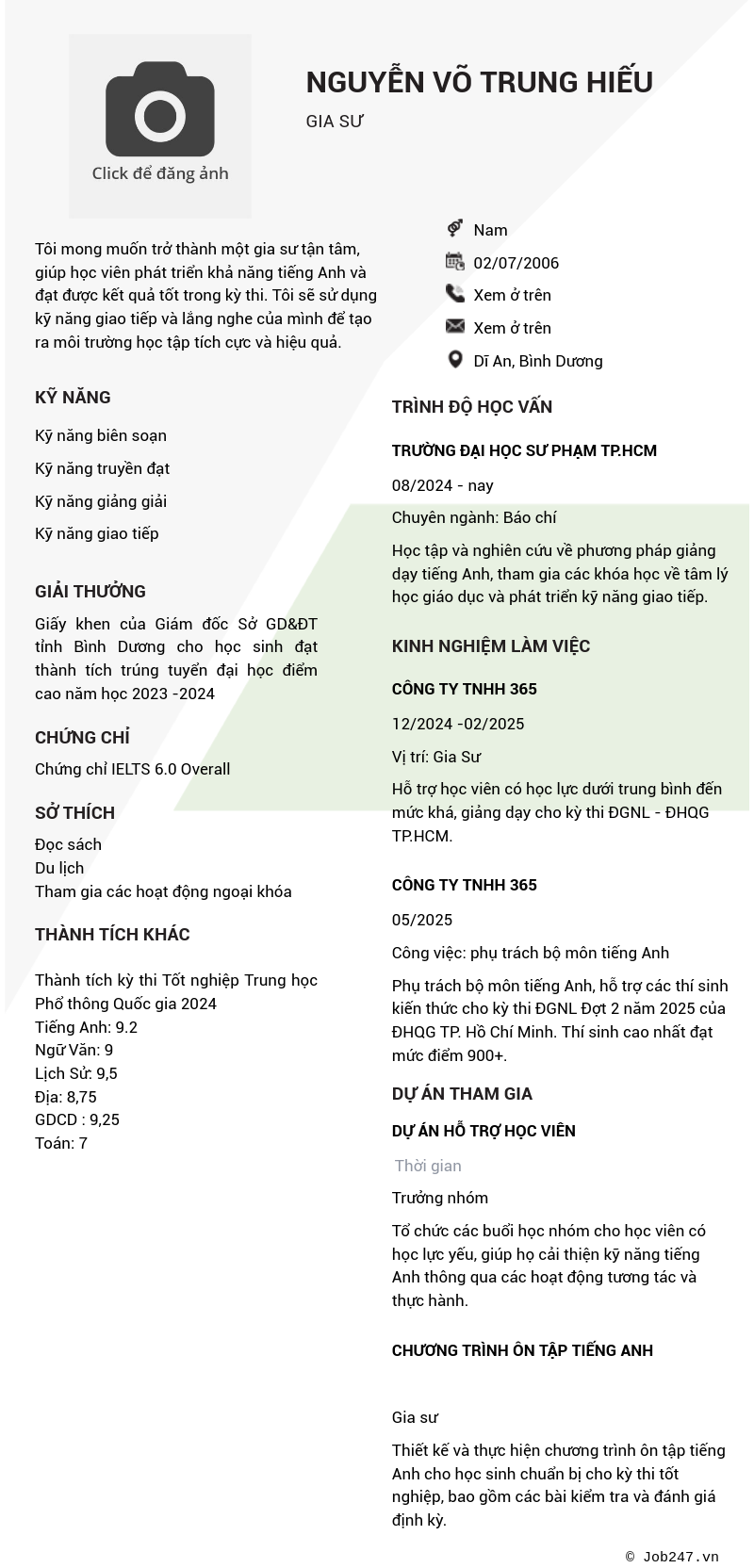 CV ứng viên