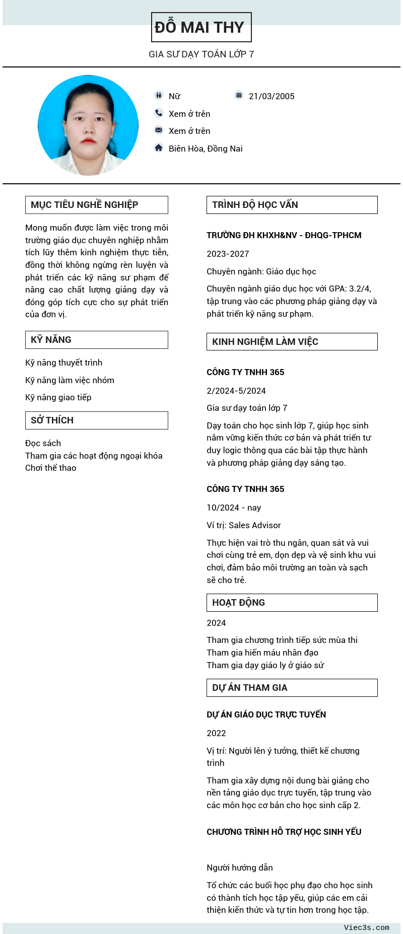 CV ứng viên
