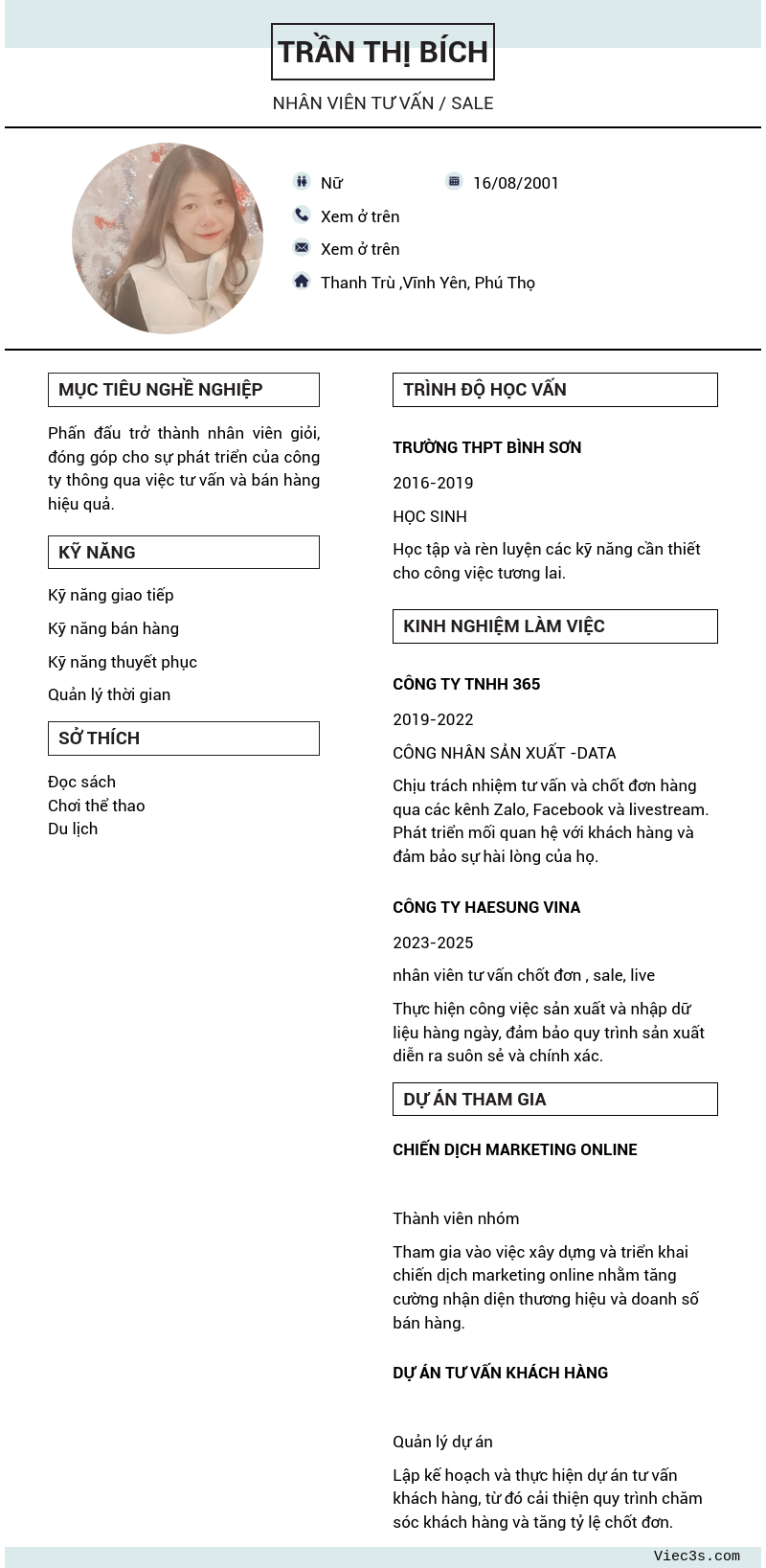 CV ứng viên