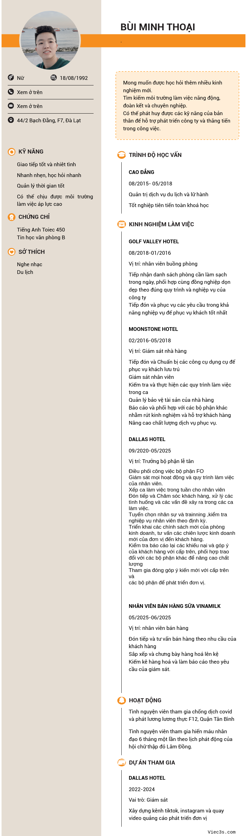 CV ứng viên