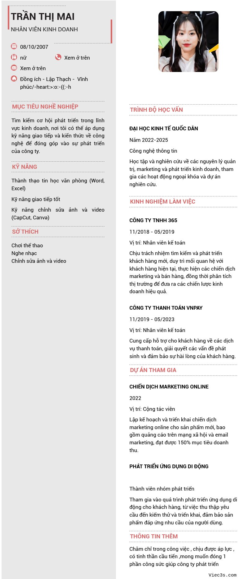 CV ứng viên